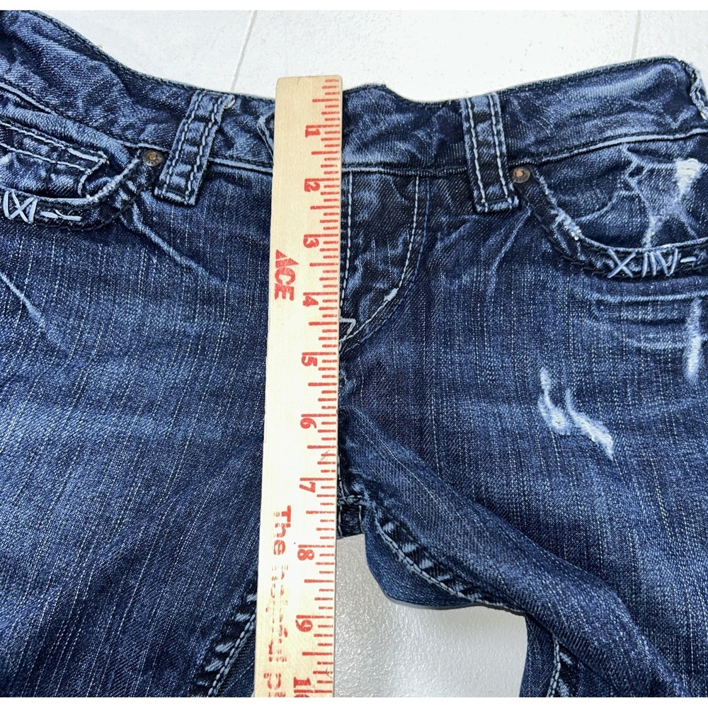 Silver Tuesday Bootcut Women's 26x33 Frayed Holes Thick Stitch Jeans Stretchy - Picture 9 of 10